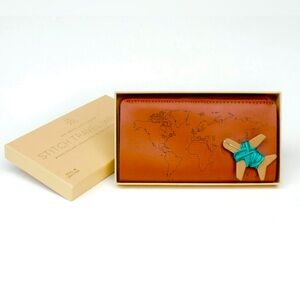 NWT NIB Stitch Where You'Ve Been Travel Leather Wallet By Chasing Threads w/ Pen